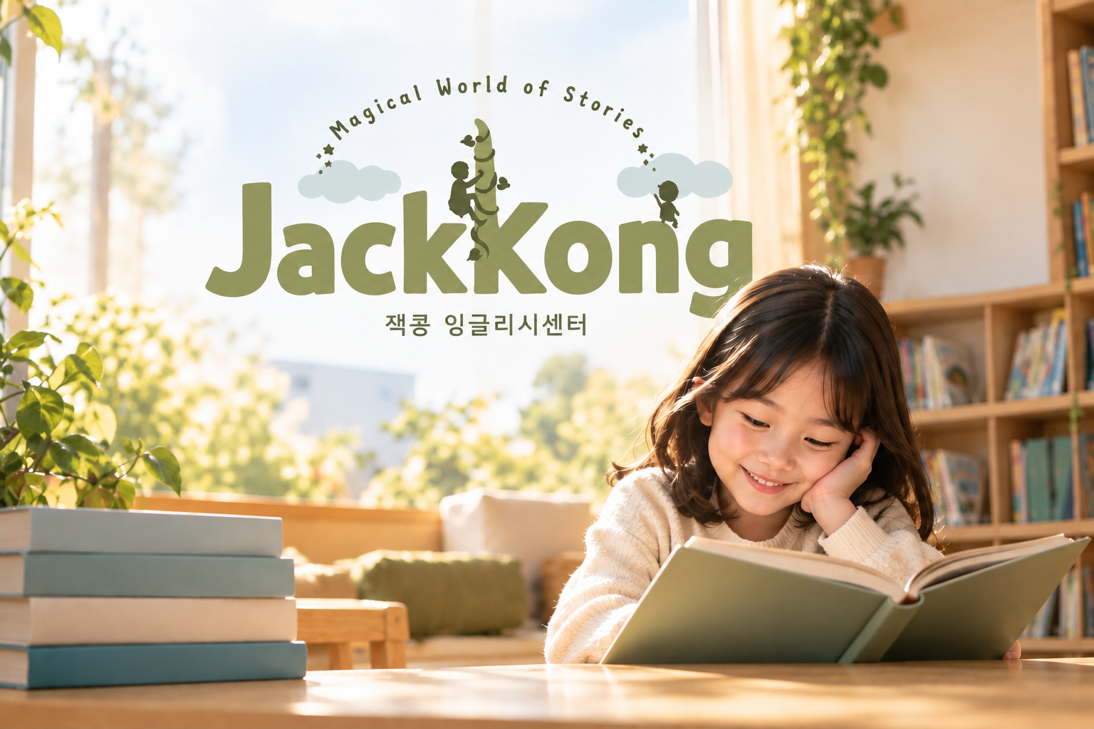 기존 학원 홈페이지의 책 읽는 아이 소개 이미지